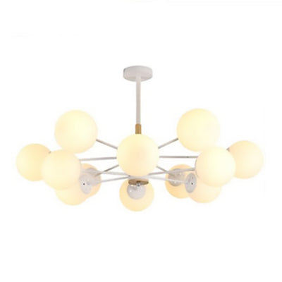 Contemporary Nordic Metal, Wood & Glass Round 6/8/10/12-Light Chandelier For Bedroom & Living Room