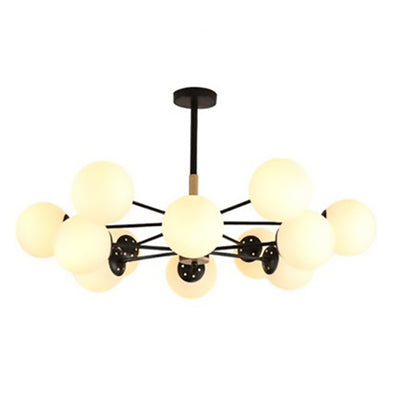 Contemporary Nordic Metal, Wood & Glass Round 6/8/10/12-Light Chandelier For Bedroom & Living Room