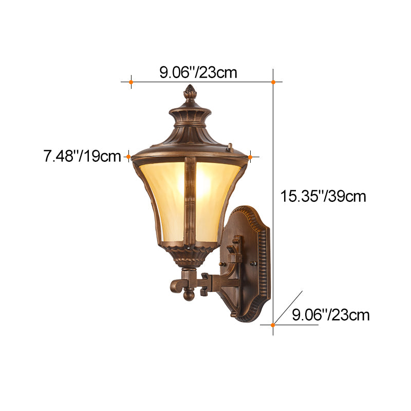 Traditional European Aluminum &amp; Glass Conical 1-Light Waterproof Wall Sconce Lamp For Outdoor Garden &amp; Patio