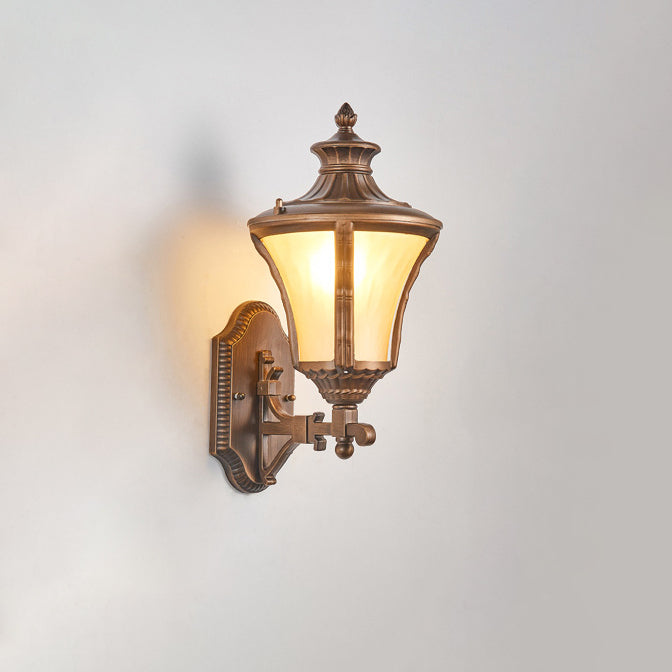 Traditional European Aluminum &amp; Glass Conical 1-Light Waterproof Wall Sconce Lamp For Outdoor Garden &amp; Patio