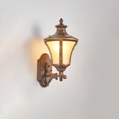 Applique murale étanche traditionnelle européenne en aluminium et verre conique à 1 lumière pour jardin et patio extérieur 