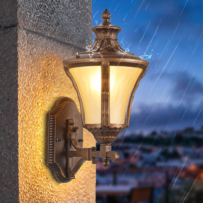 Applique murale étanche traditionnelle européenne en aluminium et verre conique à 1 lumière pour jardin et patio extérieur 