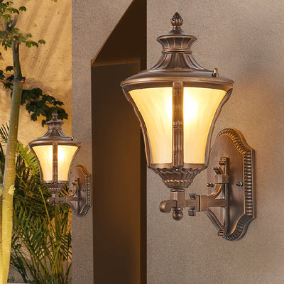 Applique murale étanche traditionnelle européenne en aluminium et verre conique à 1 lumière pour jardin et patio extérieur 