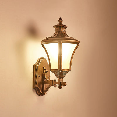 Applique murale étanche traditionnelle européenne en aluminium et verre conique à 1 lumière pour jardin et patio extérieur 