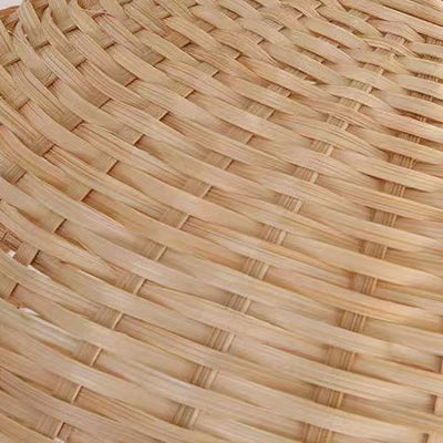 Traditional Japanese Bamboo Round 1-Light Pendant Light With Handwoven Design For Bedroom, Living Room & Dining Area