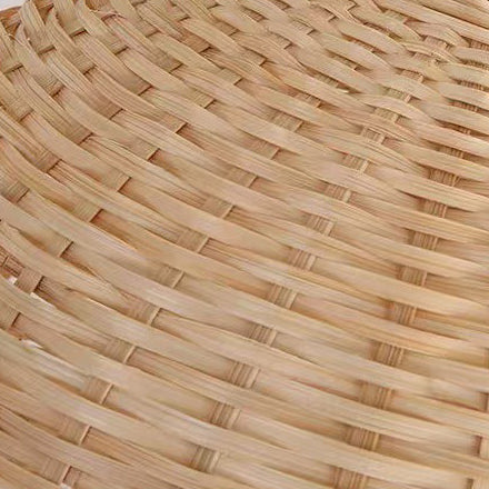 Traditional Japanese Bamboo Round 1-Light Pendant Light With Handwoven Design For Bedroom, Living Room & Dining Area
