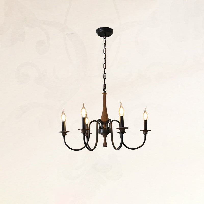 Chandelier traditionnel en métal et bois rustique à 6/8/12 lumières pour salon et chambre 