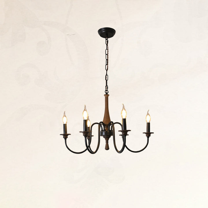 Chandelier traditionnel en métal et bois rustique à 6/8/12 lumières pour salon et chambre 