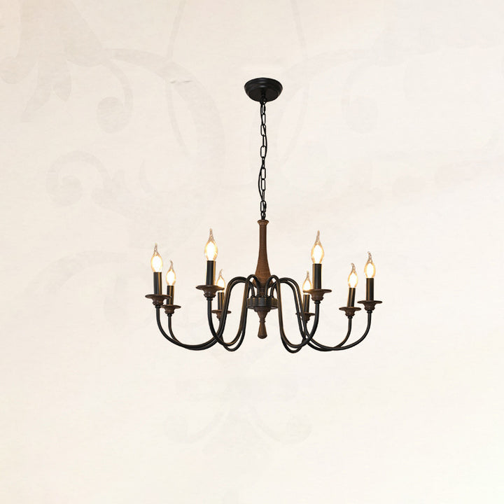 Chandelier traditionnel en métal et bois rustique à 6/8/12 lumières pour salon et chambre 