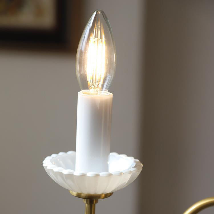 Traditioneller französischer Messing- und Glaskerzenleuchter mit 3/5 Lichtern für Schlafzimmer und Wohnzimmer 