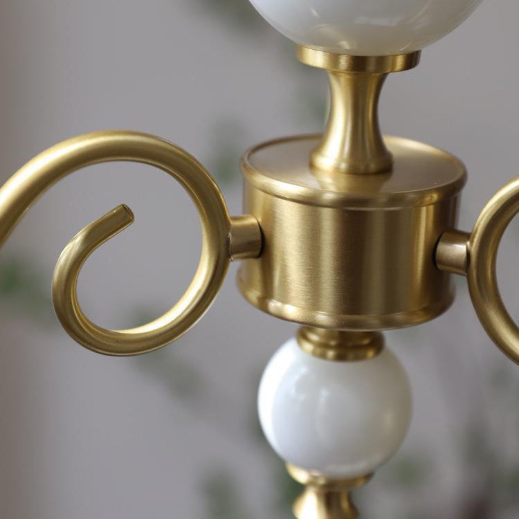 Traditional French Brass & Glass Candle Round 3/5-Light Chandelier For Bedroom & Living Room