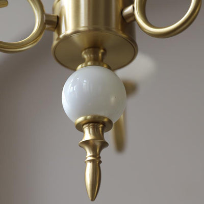 Traditional French Brass & Glass Candle Round 3/5-Light Chandelier For Bedroom & Living Room
