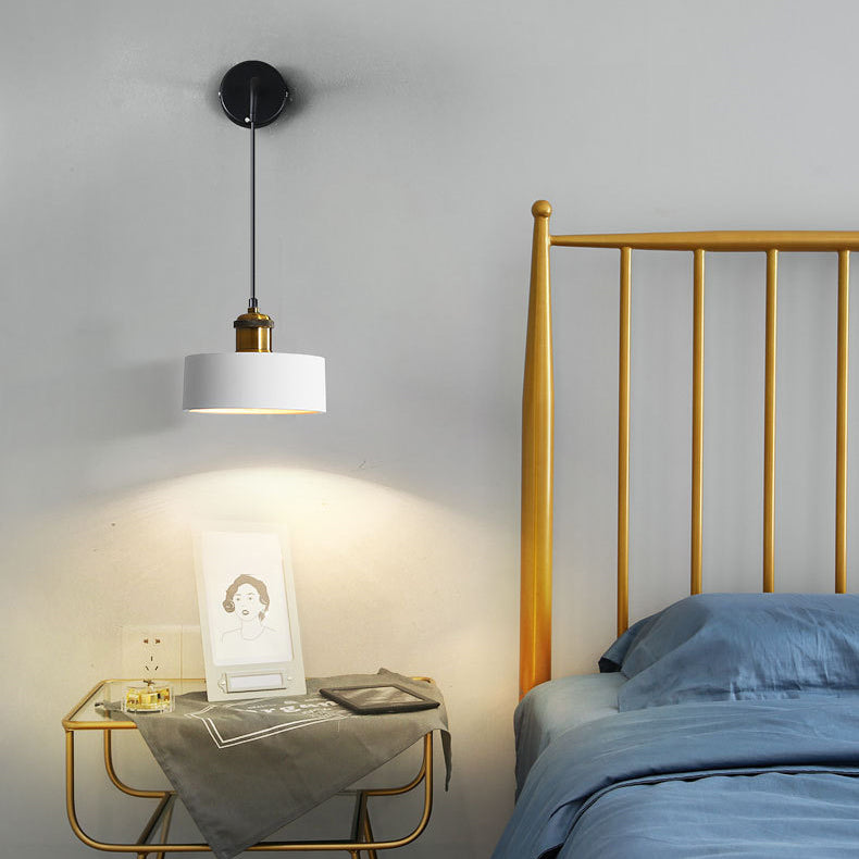 Contemporary Nordic Metal & Resin Cylindrical 1-Light Wall Sconce Lamp For Bedroom & Living Room