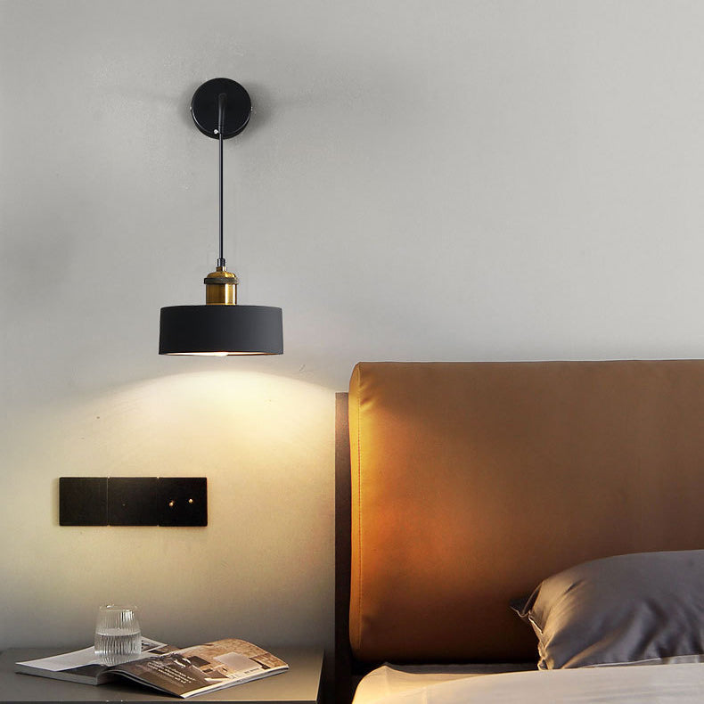 Contemporary Nordic Metal & Resin Cylindrical 1-Light Wall Sconce Lamp For Bedroom & Living Room