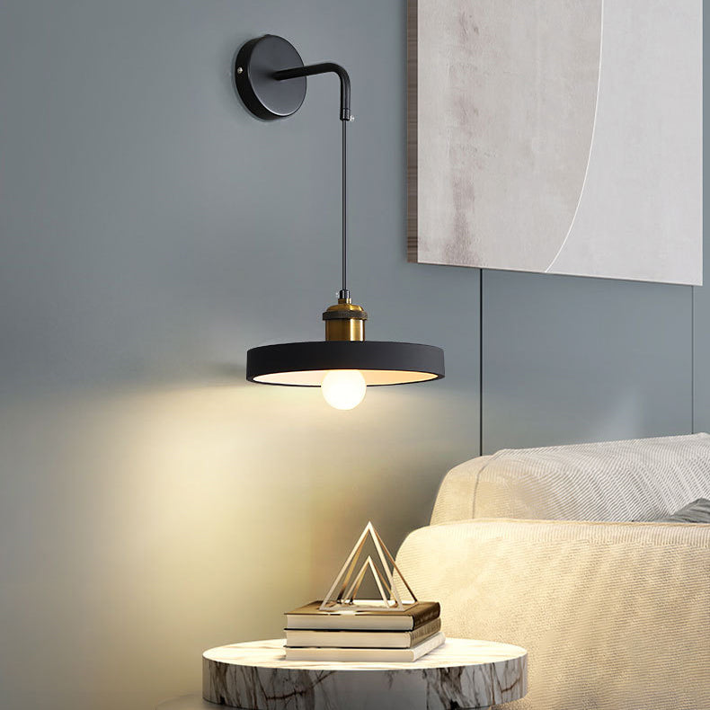 Contemporary Nordic Metal & Resin Cylindrical 1-Light Wall Sconce Lamp For Bedroom & Living Room