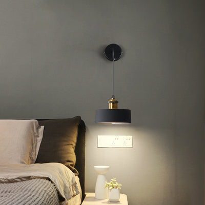 Contemporary Nordic Metal & Resin Cylindrical 1-Light Wall Sconce Lamp For Bedroom & Living Room