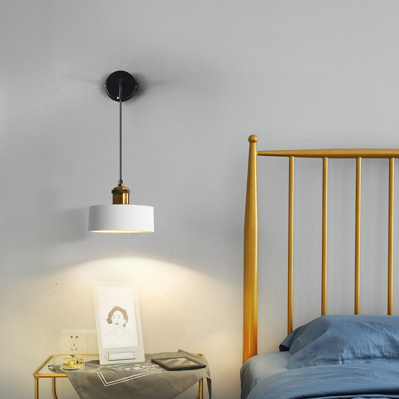 Contemporary Nordic Metal & Resin Cylindrical 1-Light Wall Sconce Lamp For Bedroom & Living Room