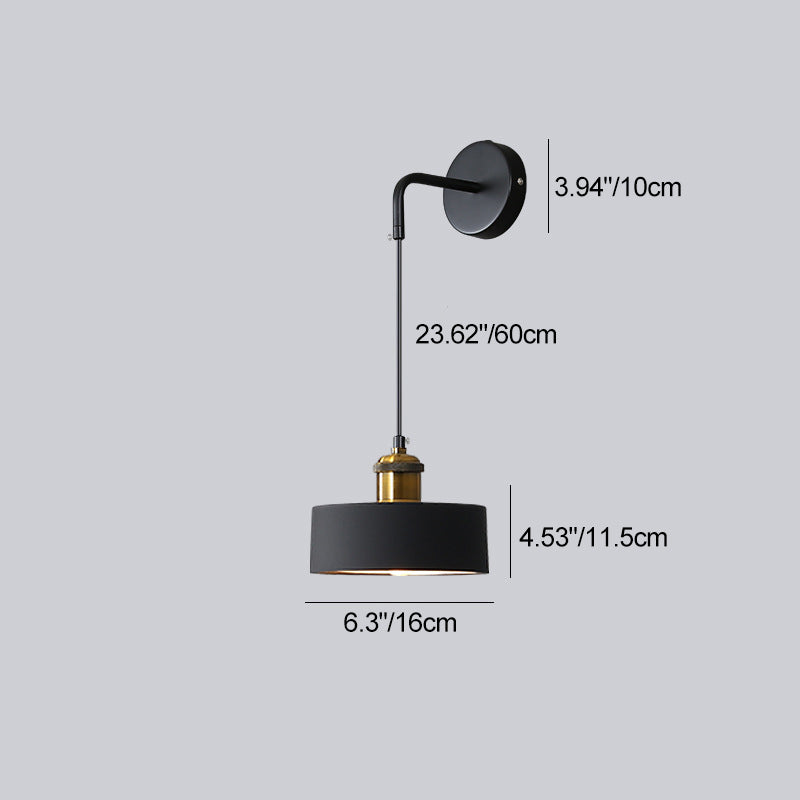 Contemporary Nordic Metal & Resin Cylindrical 1-Light Wall Sconce Lamp For Bedroom & Living Room