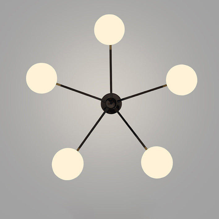 Moderne minimalistische Eisen- & Glas-Ovalzweig 3/5-Licht Semi-Flush Mount Deckenleuchte für Schlafzimmer & Wohnzimmer 