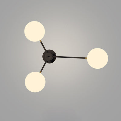 Moderne minimalistische Eisen- & Glas-Ovalzweig 3/5-Licht Semi-Flush Mount Deckenleuchte für Schlafzimmer & Wohnzimmer 