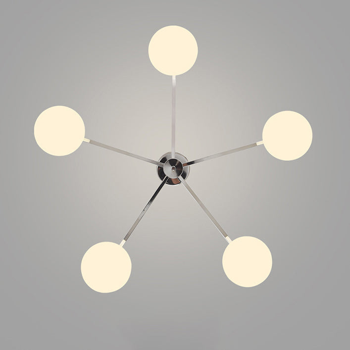 Plafonnier semi-encastré moderne minimaliste en fer et verre ovale à branches 3/5 lumières pour chambre et salon 