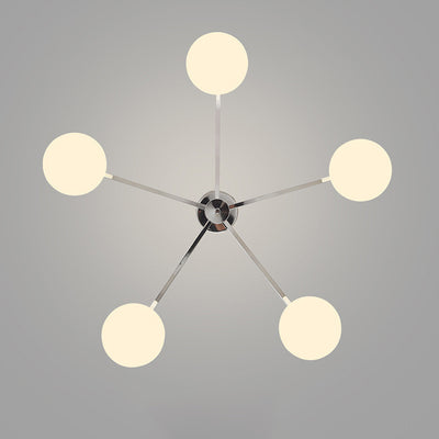 Moderne minimalistische Eisen- & Glas-Ovalzweig 3/5-Licht Semi-Flush Mount Deckenleuchte für Schlafzimmer & Wohnzimmer 