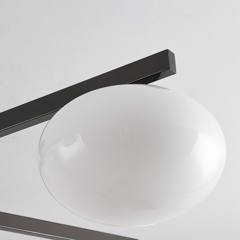 Moderne minimalistische Eisen- & Glas-Ovalzweig 3/5-Licht Semi-Flush Mount Deckenleuchte für Schlafzimmer & Wohnzimmer 