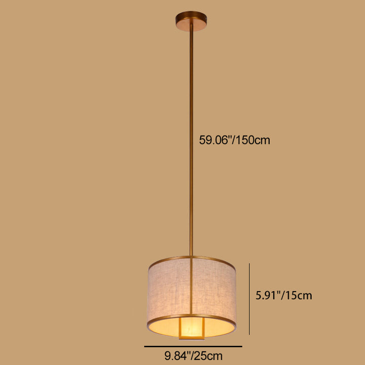 Traditionelle chinesische Pendelleuchte aus Kohlenstoffstahl und Stoff, 1-flammig, für Schlafzimmer und Wohnzimmer 