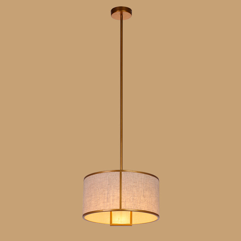 Traditionelle chinesische Pendelleuchte aus Kohlenstoffstahl und Stoff, 1-flammig, für Schlafzimmer und Wohnzimmer 