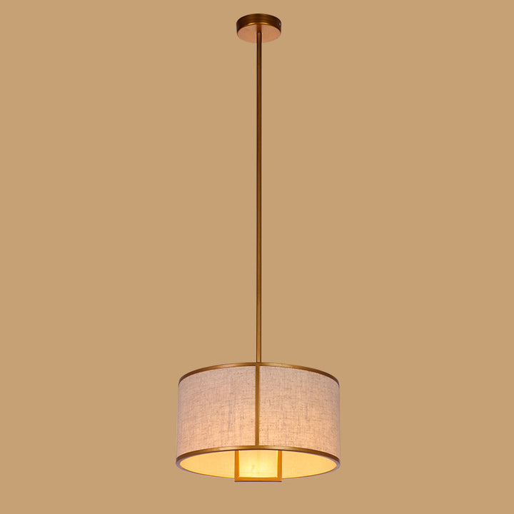 Traditionelle chinesische Pendelleuchte aus Kohlenstoffstahl und Stoff, 1-flammig, für Schlafzimmer und Wohnzimmer 