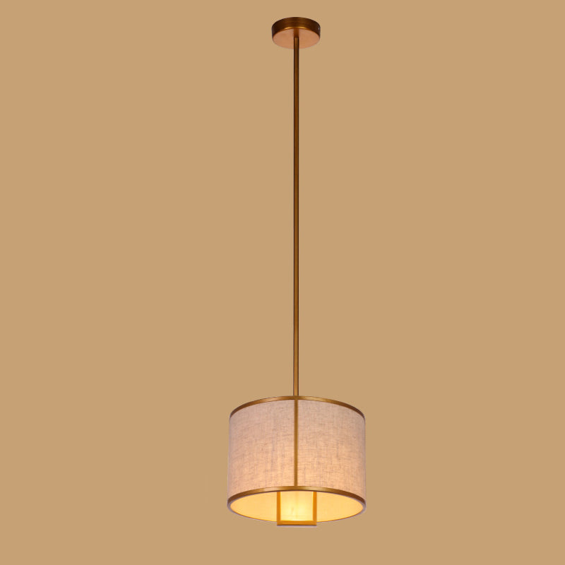Traditionelle chinesische Pendelleuchte aus Kohlenstoffstahl und Stoff, 1-flammig, für Schlafzimmer und Wohnzimmer 