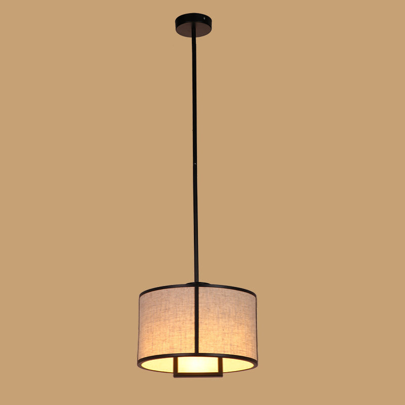 Traditionelle chinesische Pendelleuchte aus Kohlenstoffstahl und Stoff, 1-flammig, für Schlafzimmer und Wohnzimmer 