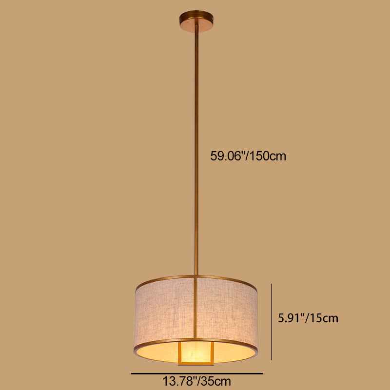 Traditionelle chinesische Pendelleuchte aus Kohlenstoffstahl und Stoff, 1-flammig, für Schlafzimmer und Wohnzimmer 