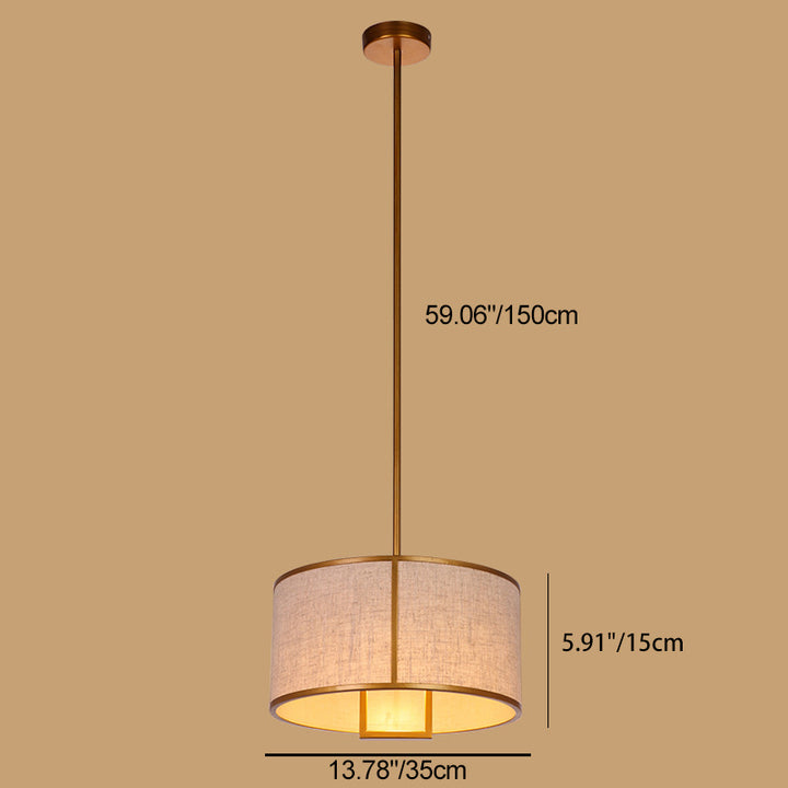 Traditionelle chinesische Pendelleuchte aus Kohlenstoffstahl und Stoff, 1-flammig, für Schlafzimmer und Wohnzimmer 