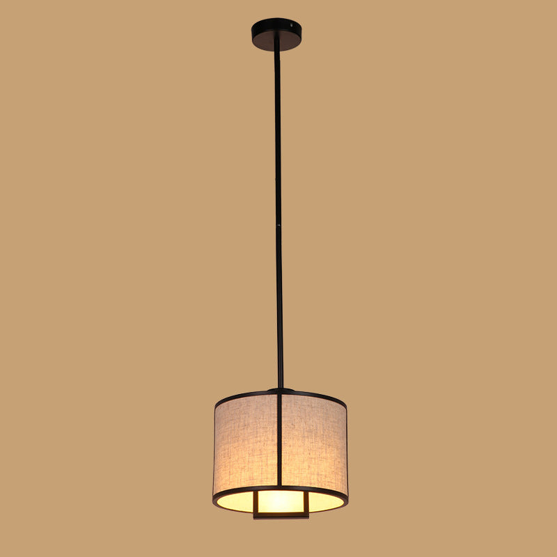 Traditionelle chinesische Pendelleuchte aus Kohlenstoffstahl und Stoff, 1-flammig, für Schlafzimmer und Wohnzimmer 