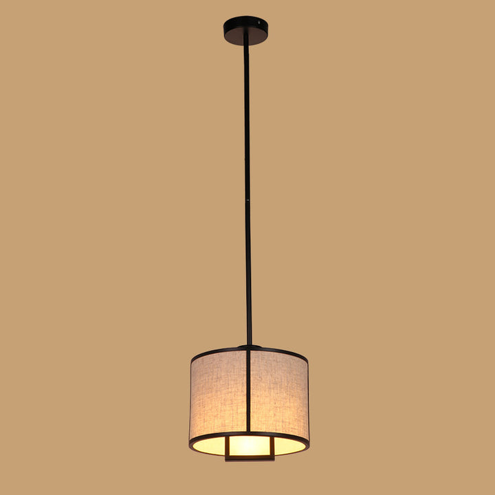 Traditionelle chinesische Pendelleuchte aus Kohlenstoffstahl und Stoff, 1-flammig, für Schlafzimmer und Wohnzimmer 