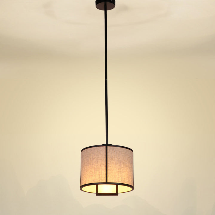 Traditionelle chinesische Pendelleuchte aus Kohlenstoffstahl und Stoff, 1-flammig, für Schlafzimmer und Wohnzimmer 