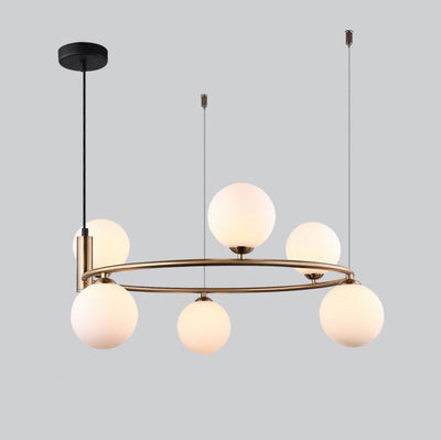 Contemporary Nordic Iron & Glass Globe Ring Chandelier 6-Light For Living Room & Bedroom