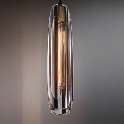Modern Luxury Brass Crystal Cylinder 1-Light Pendant Light For Bedroom And Living Room