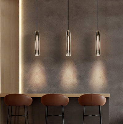 Modern Luxury Brass Crystal Cylinder 1-Light Pendant Light For Bedroom And Living Room