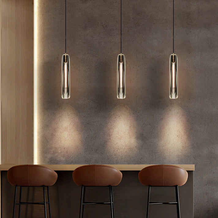 Modern Luxury Brass Crystal Cylinder 1-Light Pendant Light For Bedroom And Living Room