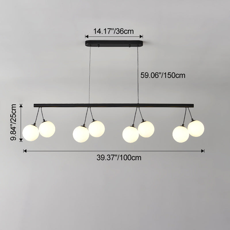 Contemporary Nordic Iron Glass Ring Linear Globe 8/10/14-Light Chandelier For Dining Room Bedroom Living Room