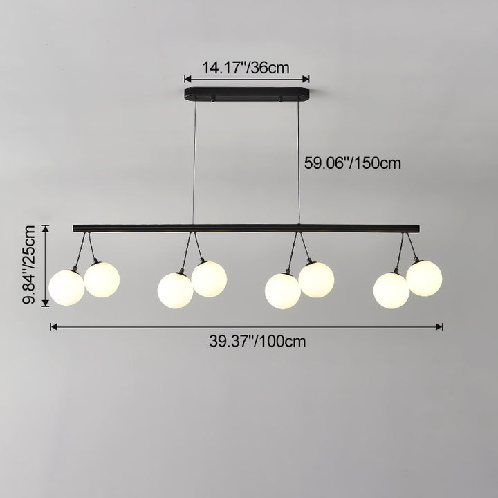 Zeitgenössischer nordischer Eisen-Glas-Ring Linearer Globus 8/10/14-Licht Kronleuchter für Esszimmer Schlafzimmer Wohnzimmer 