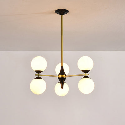 Contemporary Nordic Iron Glass Round 6/8/10/12-Light Chandelier For Bedroom Living Room