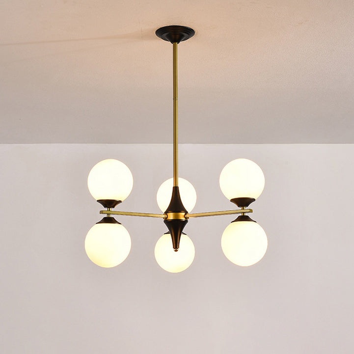 Contemporary Nordic Iron Glass Round 6/8/10/12-Light Chandelier For Bedroom Living Room