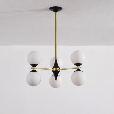 Contemporary Nordic Iron Glass Round 6/8/10/12-Light Chandelier For Bedroom Living Room