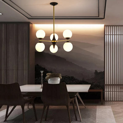Contemporary Nordic Iron Glass Round 6/8/10/12-Light Chandelier For Bedroom Living Room