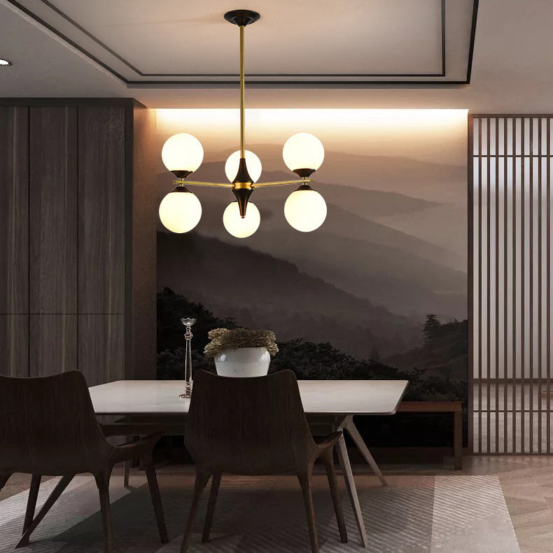 Contemporary Nordic Iron Glass Round 6/8/10/12-Light Chandelier For Bedroom Living Room