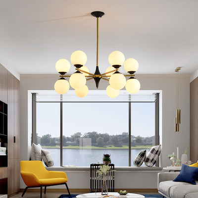 Contemporary Nordic Iron Glass Round 6/8/10/12-Light Chandelier For Bedroom Living Room
