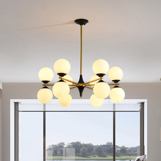 Contemporary Nordic Iron Glass Round 6/8/10/12-Light Chandelier For Bedroom Living Room